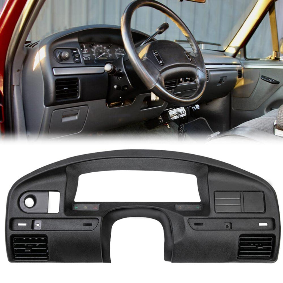 Pit66 Dash Panel Bezel Cover Compatible With 1992-1997 Ford F150 F250 F350 Dash Cover Black 704078151274