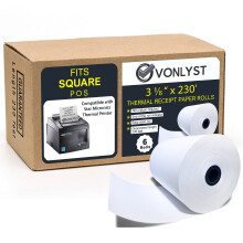 Vonlyst Receipt Paper Roll 3 1/8 x 230 for Square Register and Square POS System connected to Star Micronics Thermal Printer (Pack 06 rolls)