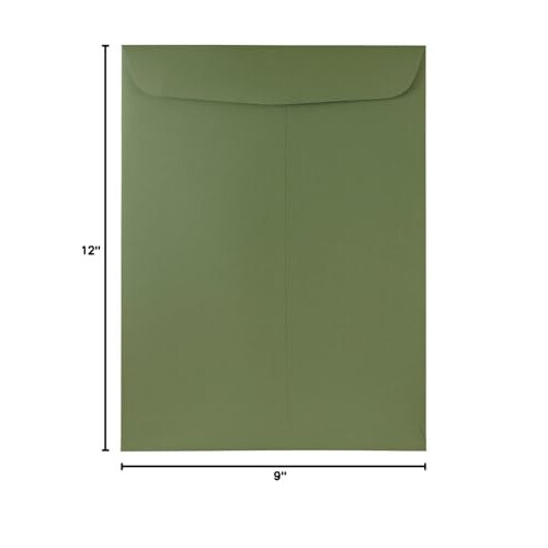 JAM PAPER 9 x 12 Open End Catalog Premium Envelopes - Olive - 100/Pack 2