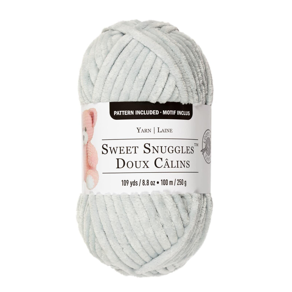 Sweet Snuggles Yarn by Loops & Threads - Yarn for Knitting  Crochet  Weaving  and Arts & Crafts - Silver  Polyester  8.8 oz