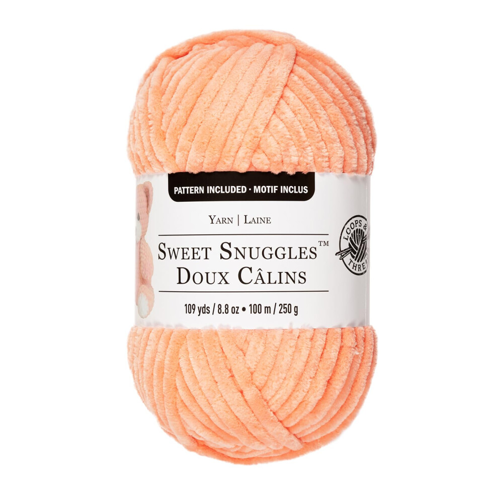 Sweet Snuggles Yarn by Loops & Threads - Yarn for Knitting  Crochet  Weaving  and Arts & Crafts - Orange  Polyester  8.8 oz