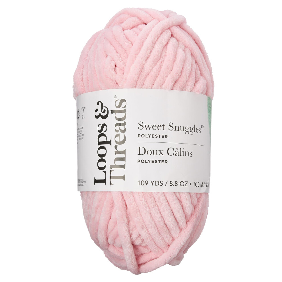 Sweet Snuggles Yarn by Loops & Threads - Yarn for Knitting  Crochet  Weaving  and Arts & Crafts - Pink  Polyester  8.8 oz