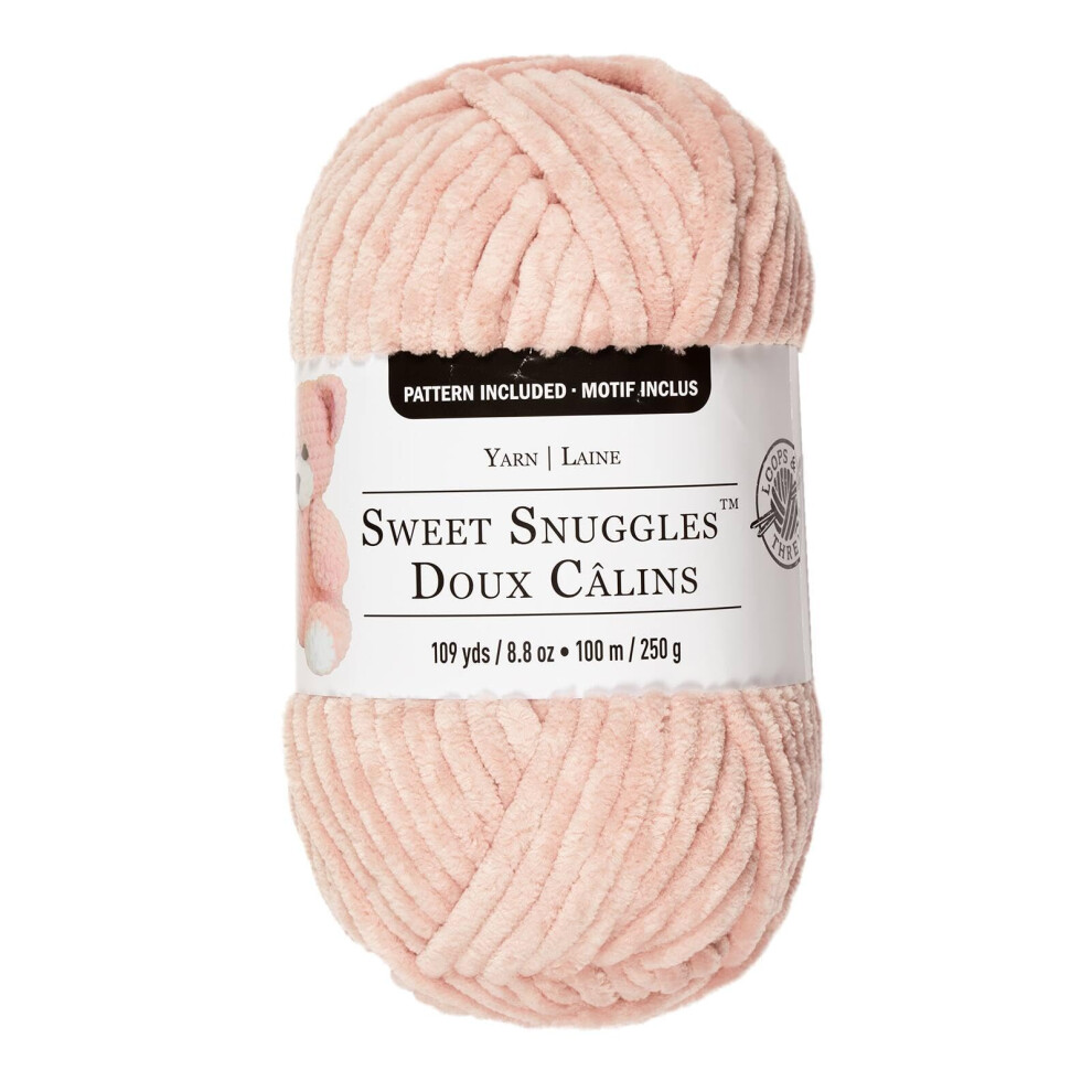 Sweet Snuggles Yarn by Loops & Threads - Yarn for Knitting  Crochet  Weaving  and Arts & Crafts - Pink  Polyester  8.8 oz