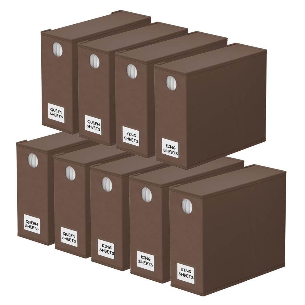 SpaceAid Lot de 9 organiseurs de draps pliables avec fen   tre pour placard     linge, pour literie Queen et King Size (marron)