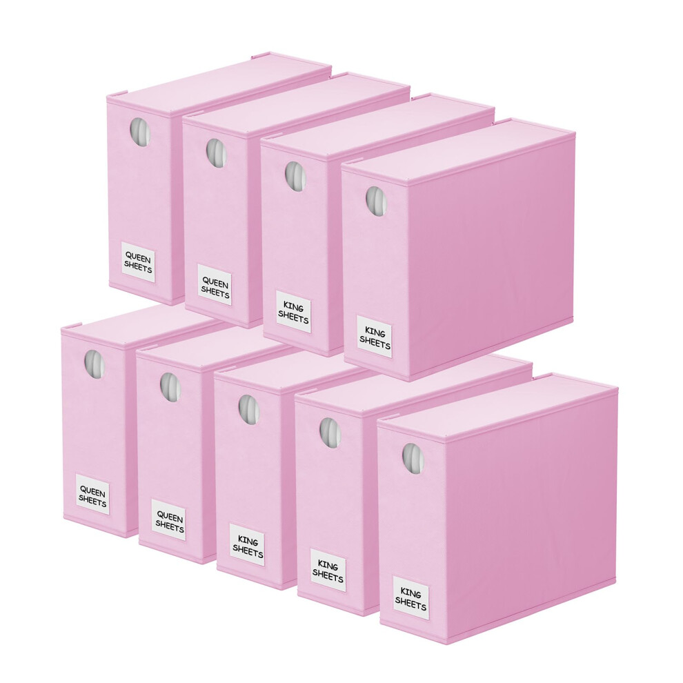 SpaceAid Lot de 9 organiseurs de draps pliables avec fen   tre pour le rangement de la literie Queen et King Size (rose)