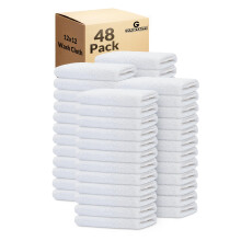 GOLD TEXTILES Set da 48 panni bianchi economici (30x30 cm) - Panni per la pulizia in misto cotone di qualit commerciale, ad asciugatura rapida e