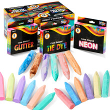 JOYIN 72 PCS Set di gessetti lavabili per marciapiedi in 12 confezioni da 18 colori, inclusi 12 tie-dye, 12 glitter e 12 colori neon. Materiale s