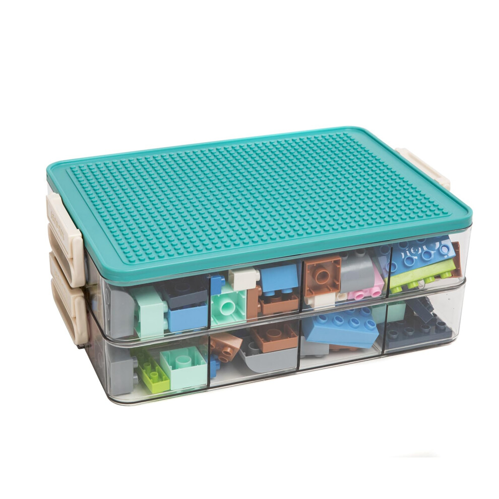 Bacs de rangement empilables pour jouets Lego, bo  te de rangement pour blocs de construction Lego avec 24 compartiments, bacs de rangement empilables
