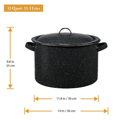 Granite Ware Enamel on Steel 12-Quart Water Bath Canner with Lid Black 1