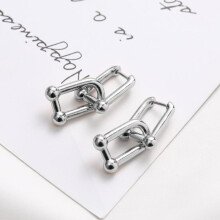 S925 Silber Doppel-U-Form Ohrringe für Damen - kreatives Design, dicke Glieder, stilvoller Schmuck, Partygeschenk