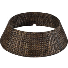 Best Choice Products 24in Christmas Tree Collar, Woven Hyacinth 3-Piece Holiday Rattan Tree Skirt Accessory for Home w/Cord Cut-Out - Espresso