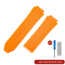(J02-Orange-No Buckle 26x19mm) Für Hublot Yubo Hochwertiges wasserdichtes Silikon-Uhrenarmband Classic