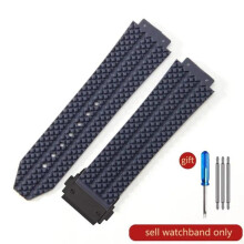 (J01-Blue-Black-Z2 24x17mm) Für Hublot Yubo Hochwertiges wasserdichtes Silikon-Uhrenarmband Classic
