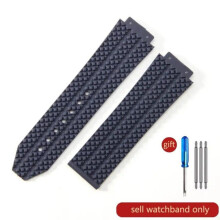 (J01-Blau-Keine Schnalle 24x17mm) Für Hublot Yubo Hochwertiges wasserdichtes Silikon-Uhrenarmband Classic