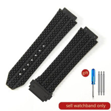 (J01-Black-Black-Z2 26x19mm) Für Hublot Yubo Hochwertiges wasserdichtes Silikon-Uhrenarmband Classic