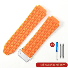 (J01-Orange-Steel-Z2 24x17mm) Für Hublot Yubo Hochwertiges wasserdichtes Silikon-Uhrenarmband Classic