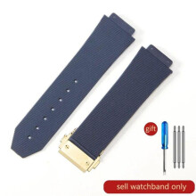 (J02-Blue-Gold-Z2 26x19mm) Für Hublot Yubo Hochwertiges wasserdichtes Silikon-Uhrenarmband Classic Fusion