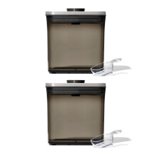 OXO Steel POP Koffiecontainer met Lepel - 1,7 Qt voor Koffie, Thee en Meer, Grijs - Pack van 2