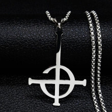 (Silber) Ghost Bc Nameless Edelstahl Halskette Männer Ghoul Band Papst Emeritus Symbol Maske Grucifix