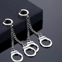 (wie das Bild) Vintage Kette Handschellen Creolen Edelstahl Damen Herren Street Party Schnalle Ohrschmuck