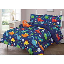 Sapphire Home 4 Piece Dinosaur Full Kids Comforter Set - Kids Bedding - Pillow Sham Decorative Toy Pillow - Toddler Bed Kit Dinosaur Room Decor for
