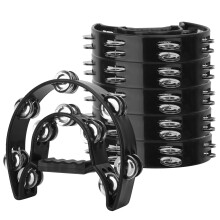 IHDYPPEW 6 Pack Double Row Tambourine - 9.06 inch Professional Handheld Tambourine 20 Metal Jingles Half Moon Musical Tambourine Plastic Tambourine