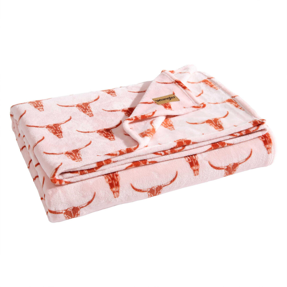 Wrangler ? Decke, Ultraweiche Plusch-Fleece-Bettwasche, Yellowstone-Inspiriert, Luxurios Weiche Bettwasche Fur Bett Oder Couch (Steer Head Peach-image