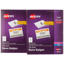 Avery Clip Naambadges Print of Schrijf 200 Insteekkaartjes & Badgehouders met Clips 2-1/4"" x 3-1/2"""" 2 Stuks (74461)