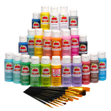 Apple Barrel Art Lessons Paint and Brush Set 34 pc Kit Including 23 2 fl oz Apple Barrel Acrylic Paint Colors 1 2 fl oz bottle of Mod Podge Matte 1