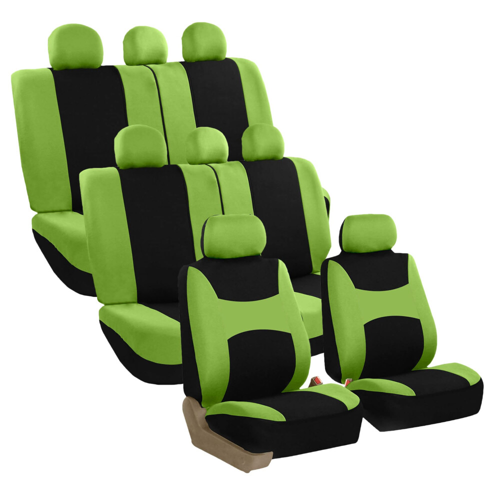 Fh Group Automotive Seat Covers & Breezy Flat Cloth Seat Cover Three Row Set Airbag And Split Rear Car Seat Cover Universal Fit Interior Light/Green 196342009532