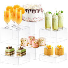 KORETECH Buffet-Erhohungen, Lebensmittelerhohungen fur Buffets, Acrylboxen fur Prasentationswurfel, Erhoher fur Vitrinen, quadratische Acrylwurfe