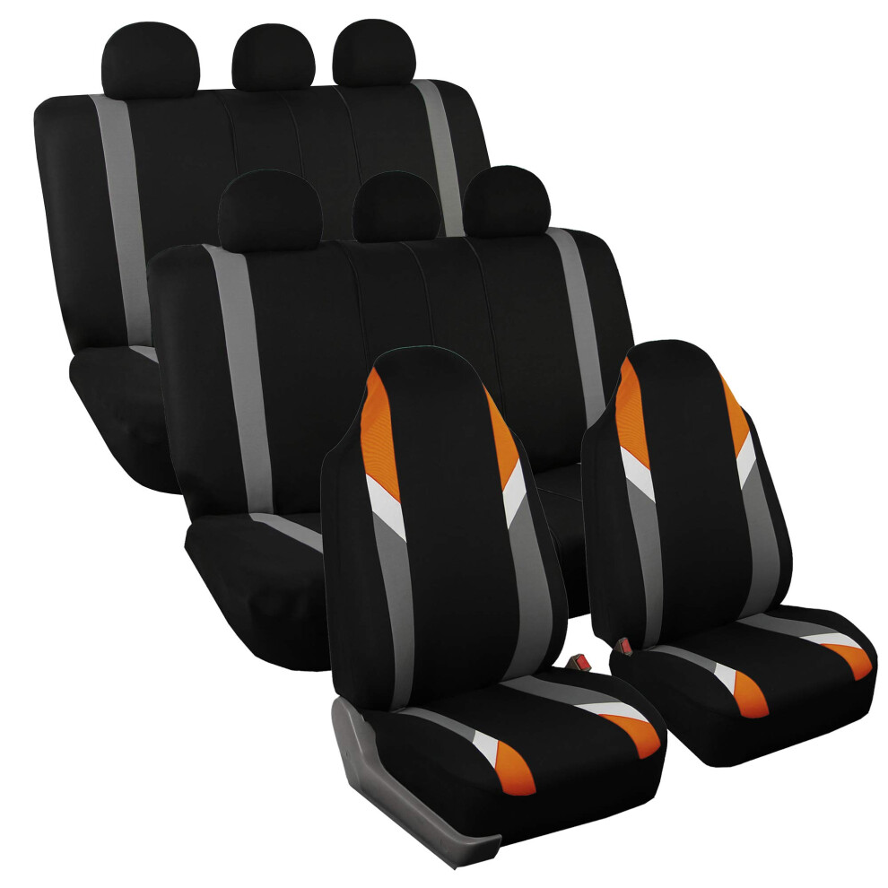 Fh Group Supreme Modernistic Three Row Car Seat Covers Airbag And Split Ready 8 Seater - Universal Fit For Cars Trucks & Suvs Orange 196342020520