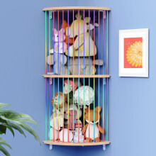 VOMELON Stuffed Animal Storage Hammock, Wood Stuffed Toy Holder, Playroom Nursery Toy Storage Organizer, Decorative Wall Hanging Caddy Corner Stuffed