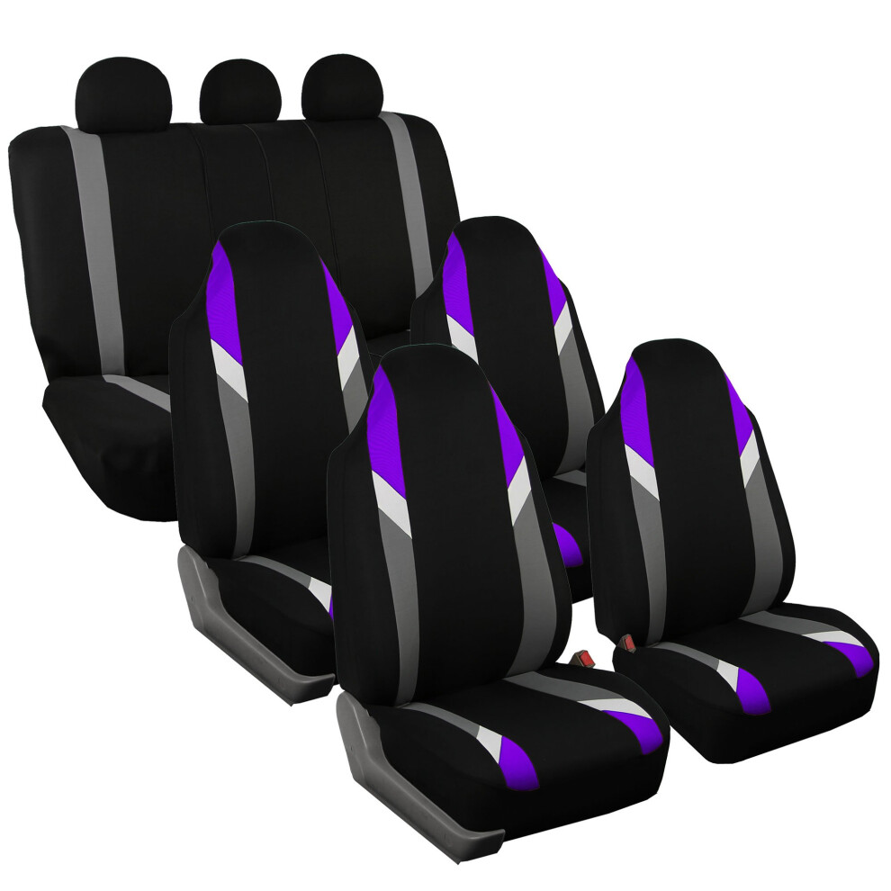 Fh Group Three Row 7 Seater - Premium Modernistic Seat Covers - Fit Most Car Truck Suv & Van Purple/Black 196342020605