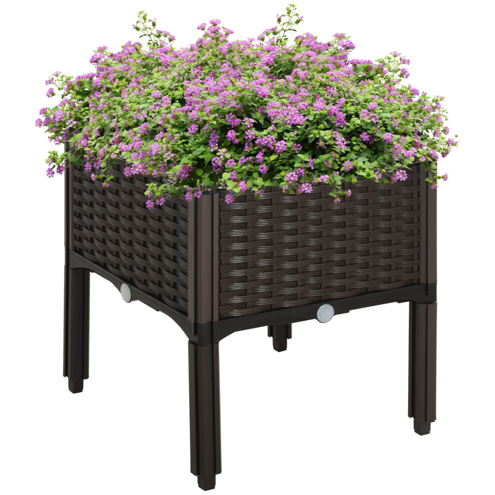 Outsunny 1 Piece Raised Garden Bed with Legs  Self-Watering Planter Box Raised Bed to Grow Flowers  Herbs & Vegetables  Brown