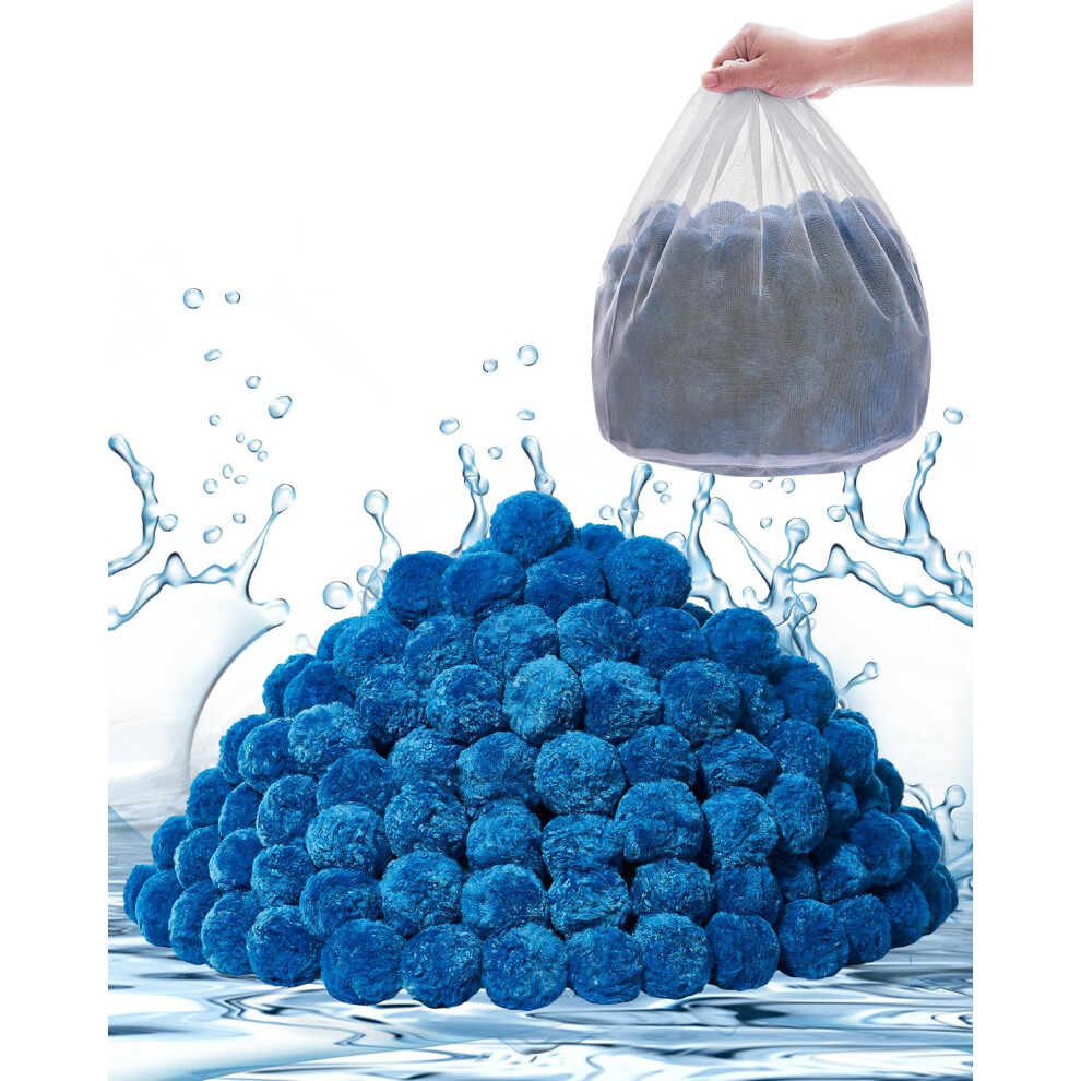 VEVOR Pool Filter Balls for Sand Filter  4 lbs  Filter Balls Replace Pool Filter Sand  Reusable Blue Polyester Fiber Filter Media with Wash Bag  for S
