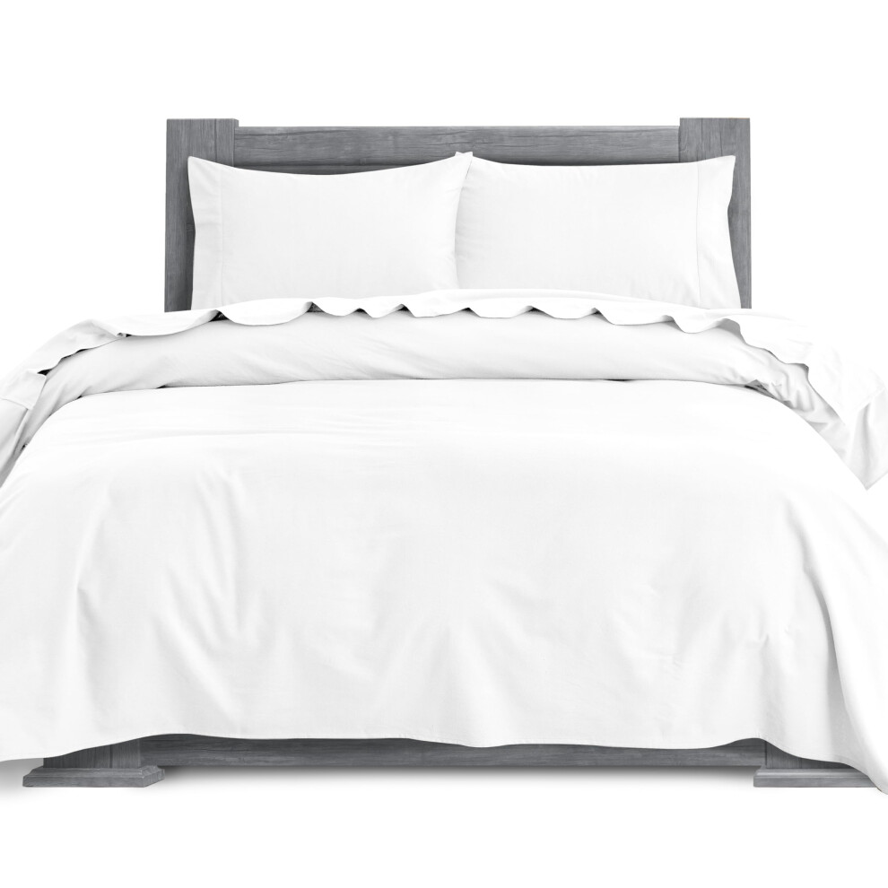 Ensemble de draps 4 pièces en flanelle de coton turc 100 % doux et confortable - Drap-housse à poche profonde de qualité supérieure, draps en fla