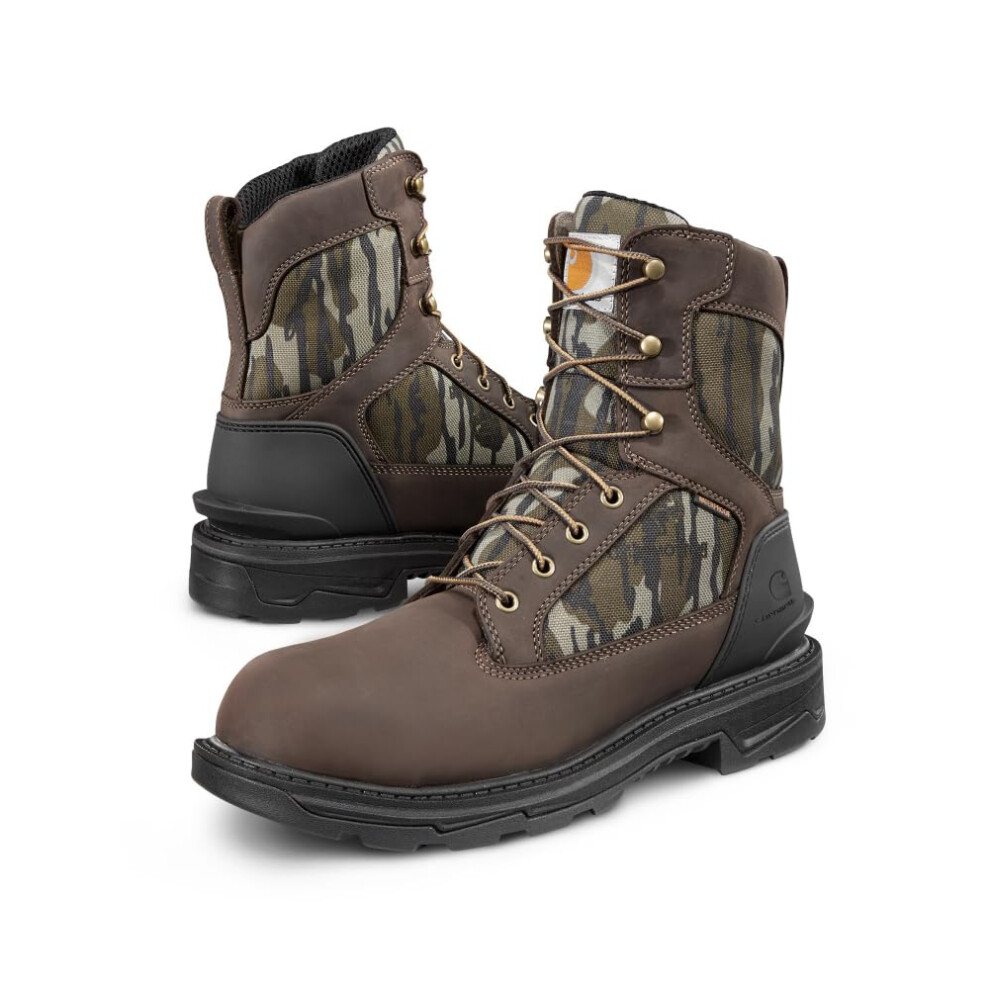 Carhartt Ironwood Waterproof Work Boots for Men - 8-inch  Reinforced Oil-Tanned Leather with Breathable Membrane  EH & Slip-Resistant Outsoles  Dark B