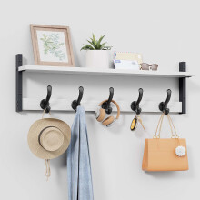 Tatub 29"" kapstok wandhouder met plank entree muurhaken met plank kleerhangers voor badkamer woonkamer slaapkamer rustiek wit