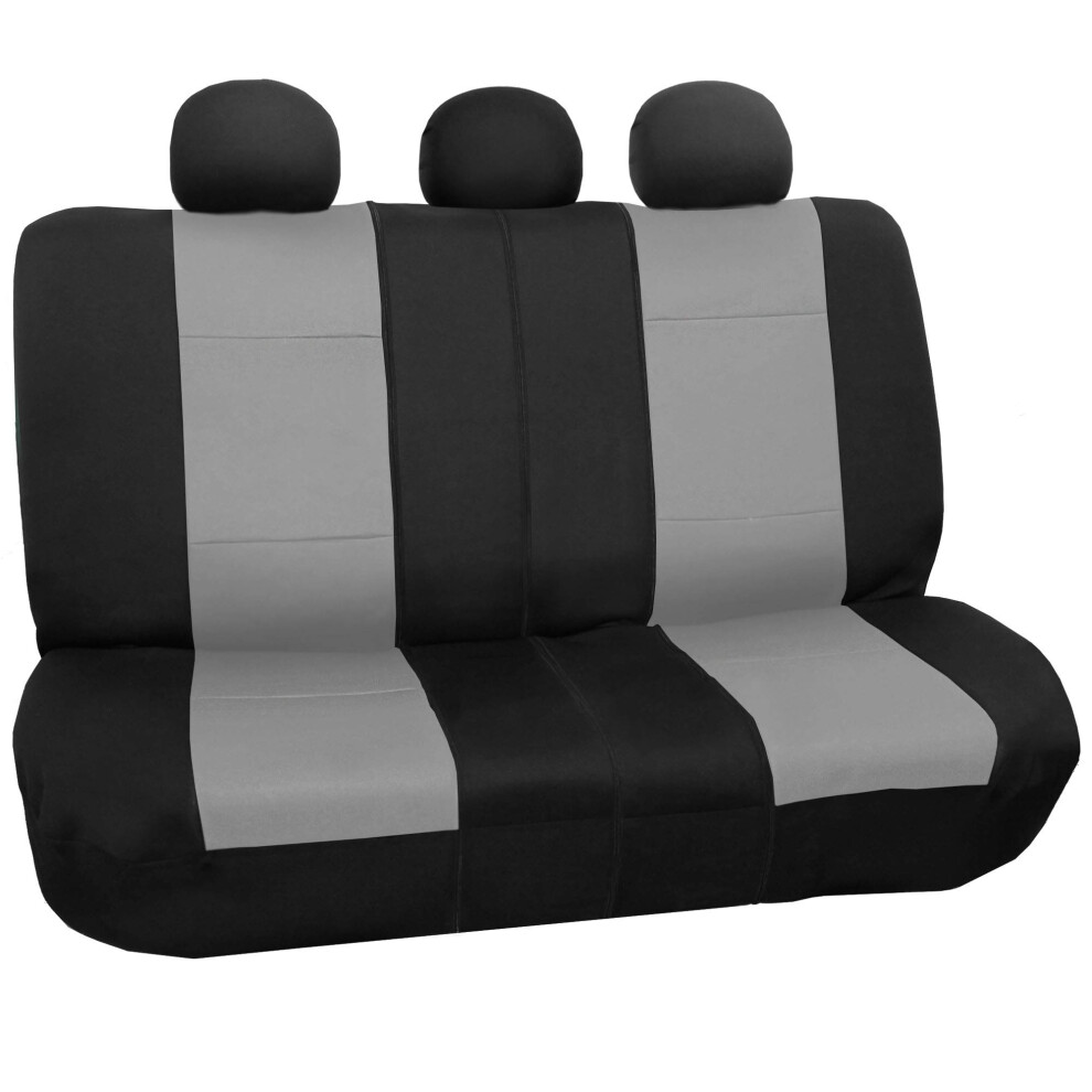 Fh Group Neoprene Car Seat Covers Rear Set - Universal Fit Washable Split Bench Seat Cover For Suv & Sedan - Gray 842319167001