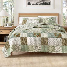 Great Bay Home 3-Piece Full/Queen Microfiber Quilt Set with Shams - Patchwork Floral Reversible Design - Lightweight All-Season Layerable Bedding S