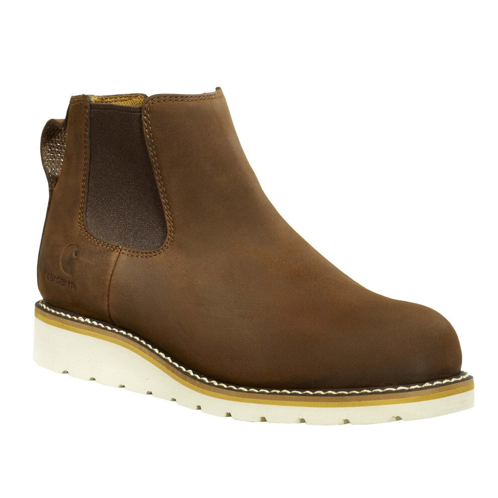 Carhartt Men's Wedge 5"""" Chelsea Pull-On Soft Toe FW5033-M Boot  Dark Bison Oil Tanned  15 Wide