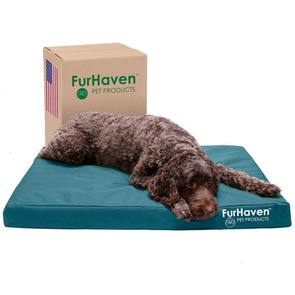 Furhaven Wodoodporne Lzko Ortopedyczne Dla Duzych/Srednich Psw Z Wyjmowana Pokrywa Do Mycia Dla Psw Do 55 Funtw - Logo Wewnetrzne/Zewnetrzne-image