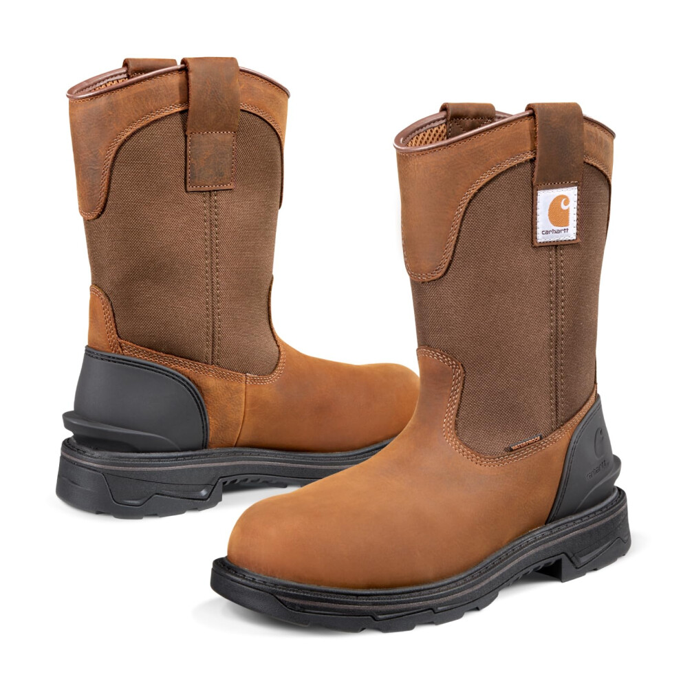 Carhartt Ironwood Waterproof Work Boots for Men - 11-inch Wellingtons Built with Oil-Tanned Leather with EH & Slip-Resistant Outsoles  Brown - 8.5 W