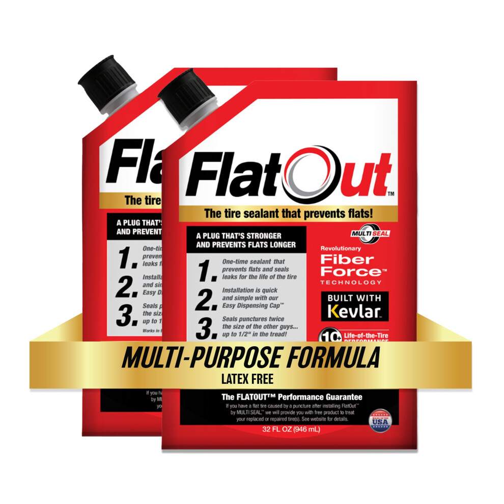 Flatout Off Road Multi-Purpose Tire Sealant - Prevents And Repairs Flat Tires - Seals Leaks - Contains Kevlar - Tubeless Tire Sealant - 32-Ounce Bag 707986201123