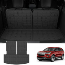 powoq Kofferraummatte mit Rückenlehnenmatte, kompatibel mit Ford Explorer 6- und 7-Sitzer-Laderaumwanne, Ersatz für Ford Explorer 2020–2022, 2023
