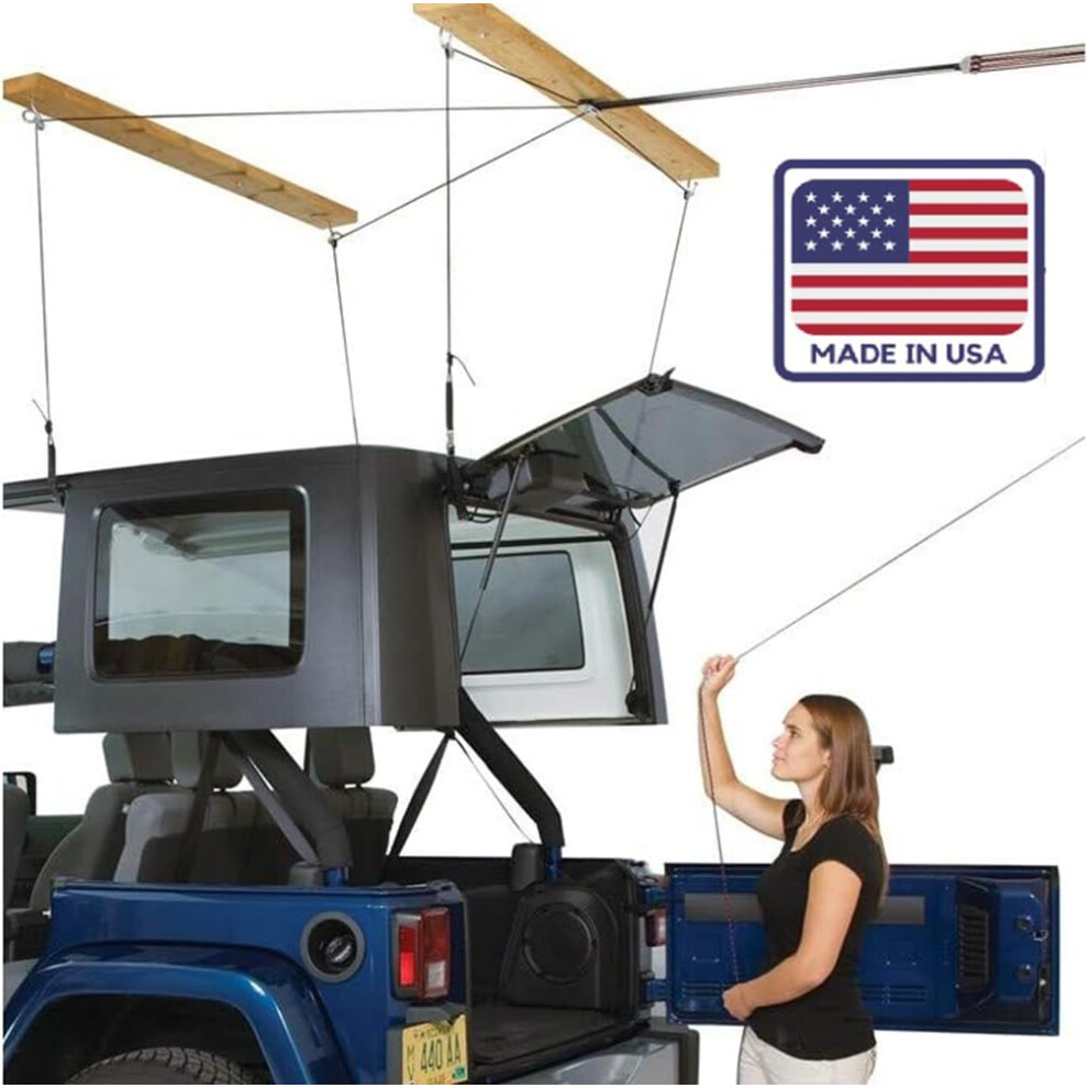 HARKEN - Jeep Hardtop Overhead Garage Storage Hoist for Jeep Wrangler  Gladiator  Ford Bronco  Self-Leveling  Safe Anti-Drop System  Easy One-Person O-image-OPC-PGT7YVF-NEW