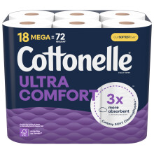 Papel higi   nico Cottonelle Ultra Comfort 18 rollos grandes (18 rollos grandes = 72 rollos regulares) 244 hojas por rollo El empaque puede variar