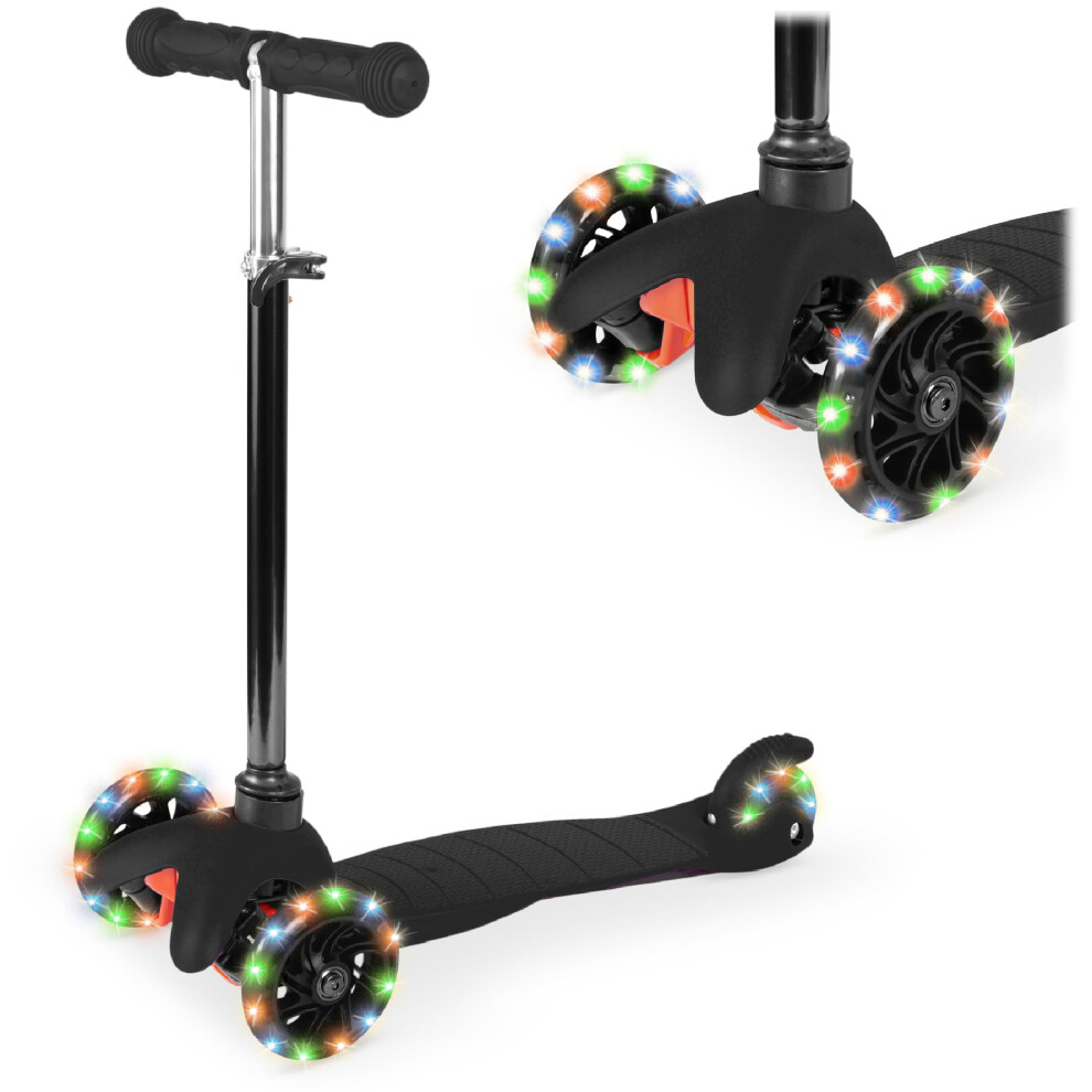 Mini trottinette pour enfants Best Choice Products avec roues lumineuses et frein    pied en T r  glable en hauteur - Noir