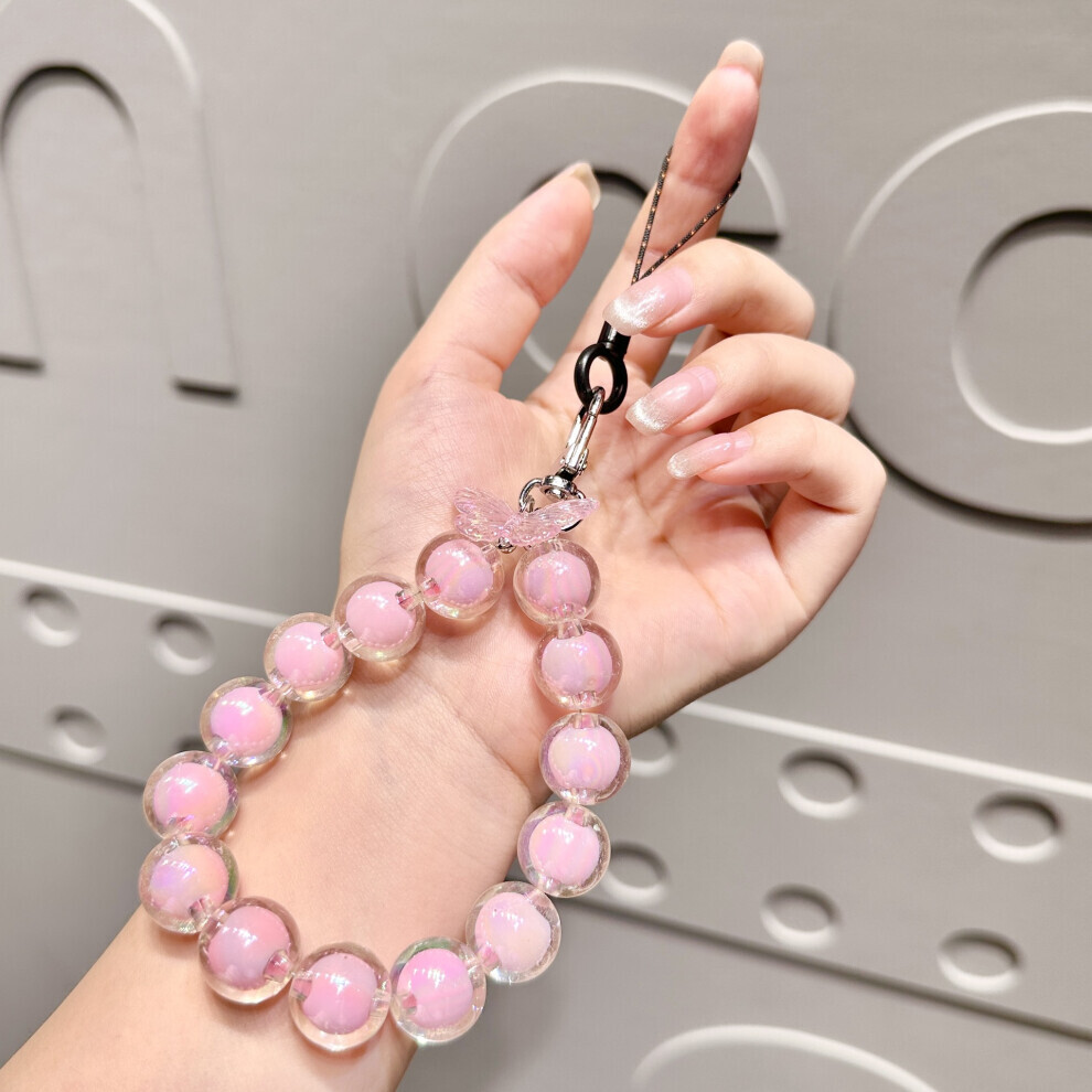 (Rose) Bracelet perlé coloré unique Style Ab avec lanière pour étui de téléphone portable pour un usage
